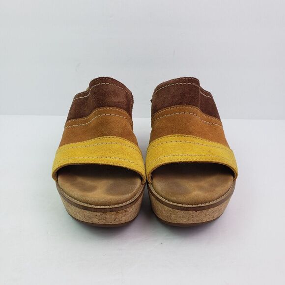Clarks Aisley Lily Womens Size 8 Brown Suede Slip On Cork Wedge Sandals - Picture 6 of 10